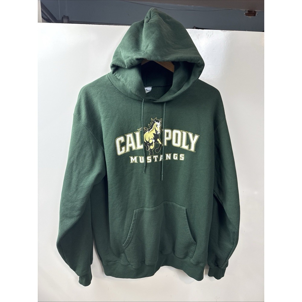 Champion California State University Poly Mustangs Hoodie Green Size Large